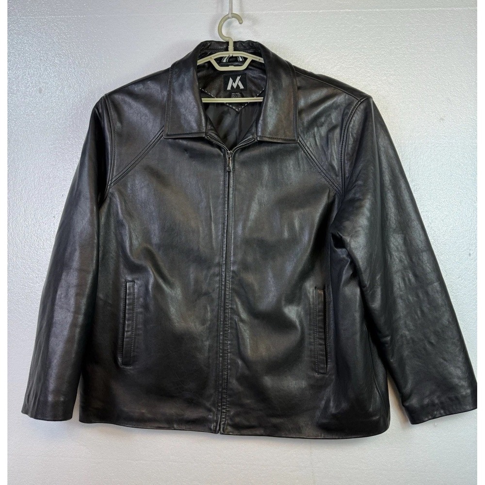 Vtg G-lll G3 Apparel M Brand Mens Leather Jacket Black Sz XXL‎ Soft Y2K Hipster
